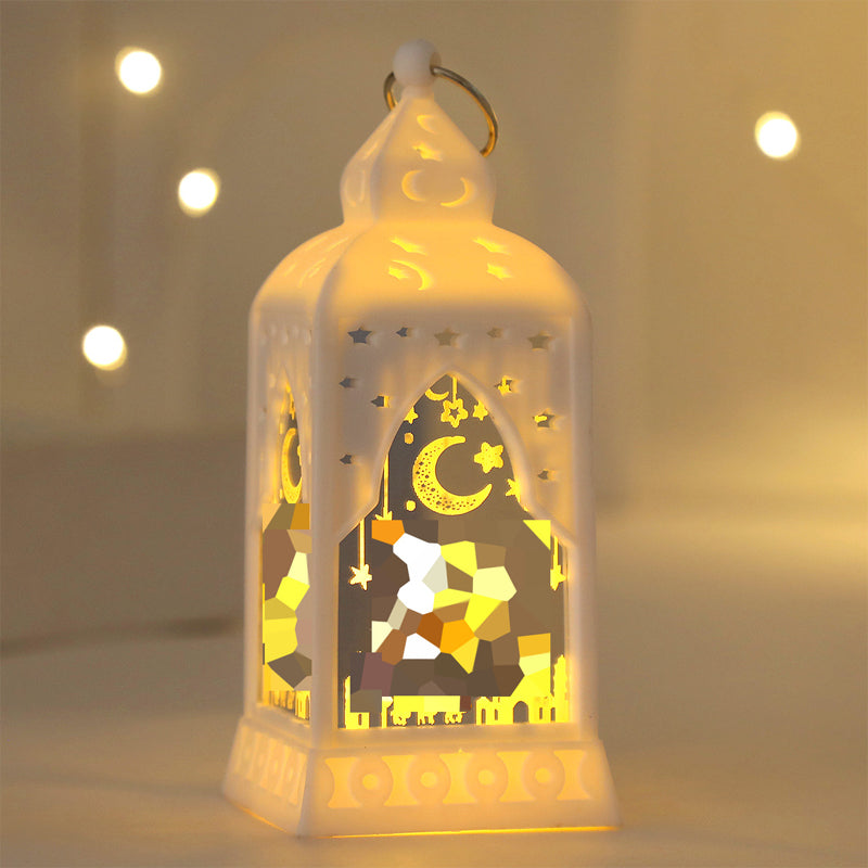 LED Ramadan Lantern Decorations - Traditional Arabic Eid Tabletop Light | Hanging Candle Sconce Party Centerpiece | Gold & Bronze