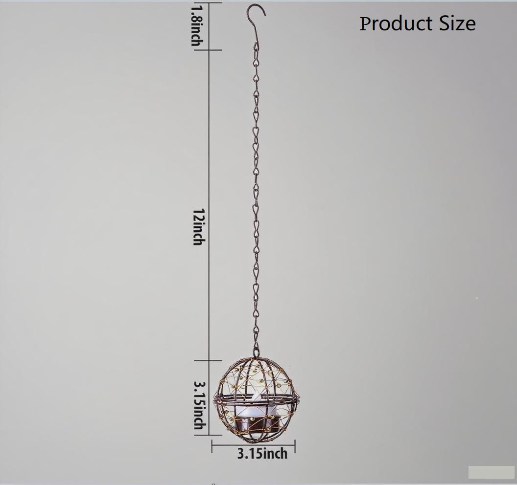 Solar Hanging Ball Lanterns 3-Pack - Waterproof Retro Metal LED Globe Lights for Garden & Patio
