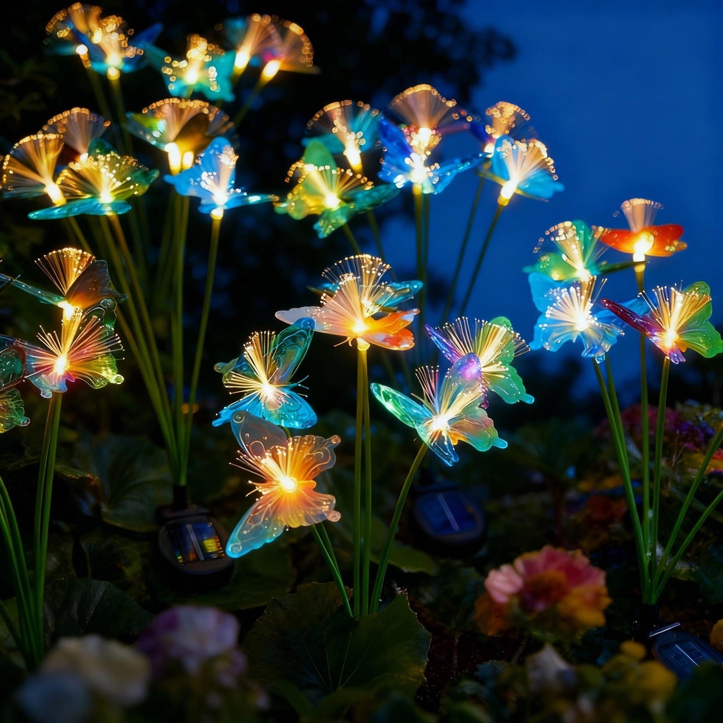 Solar Butterfly Garden Lights - Fiber Optic LED Waterproof Pathway Decor