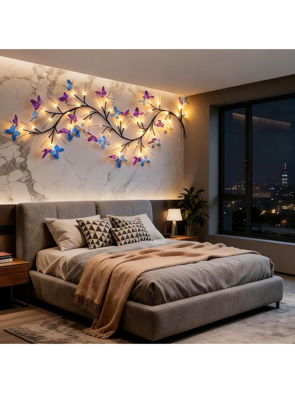 5.9FT 48LED Butterfly Vine Light – Flexible Branch Wall Decor
