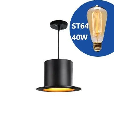 Bowler Hat Industrial Pendant Light - Matte Black & Reflective Gold Aluminum Edison Pendant