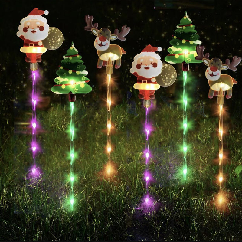 6-Pack Solar Christmas Decorative Lights - Waterproof LED Landscape Pathway Stakes | Hybrid Battery & Solar Yard Ornaments