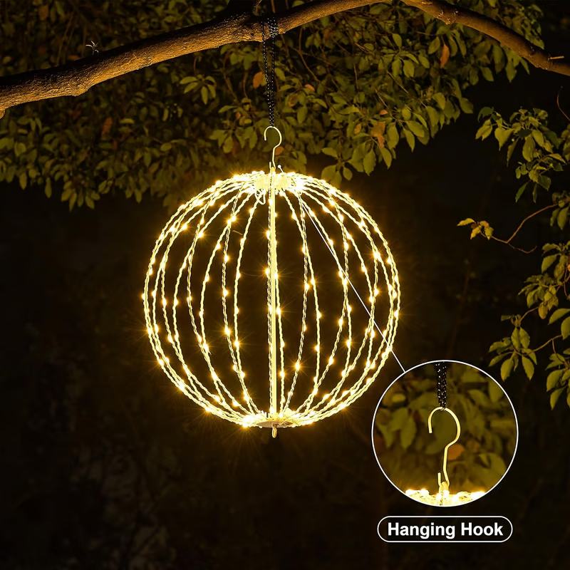 Foldable LED Light Sphere - Weatherproof All-Season & Holiday Ambient Globe