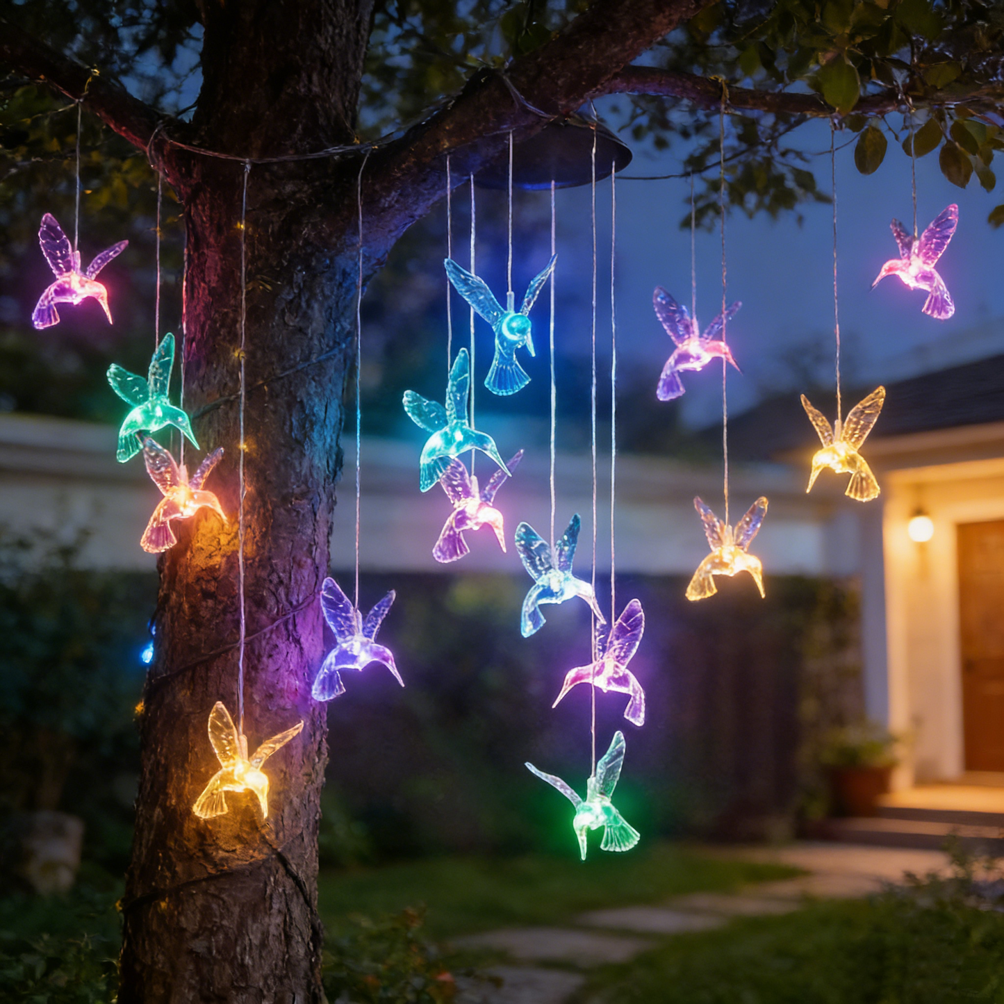 Solar-Powered Butterfly Wind Chime Lights - 7 Color Changing LED Outdoor Mobile | Waterproof Garden & Patio Hanging Sconce