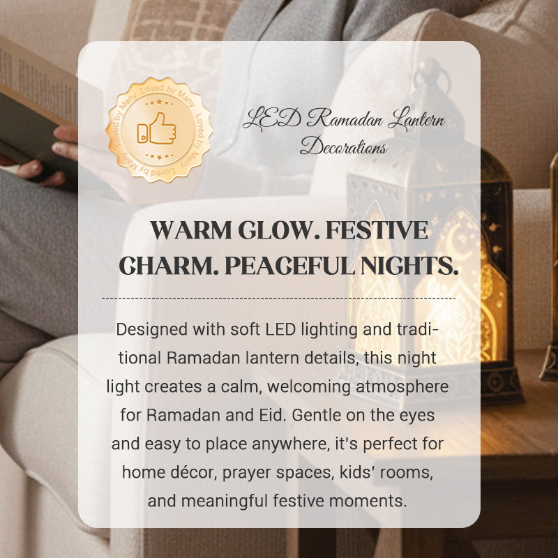 LED Ramadan Lantern Decorations - Traditional Arabic Eid Tabletop Light | Hanging Candle Sconce Party Centerpiece | Gold & Bronze