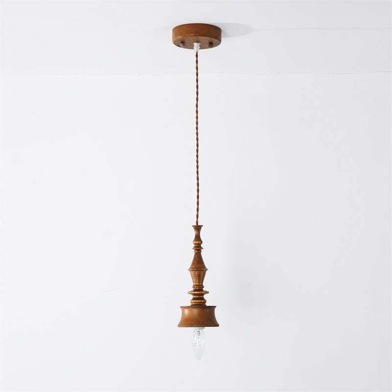 Sumally Pendant Light - Handcrafted Walnut Wood Pendant | Artisanal Geometric Wooden Hanging Light