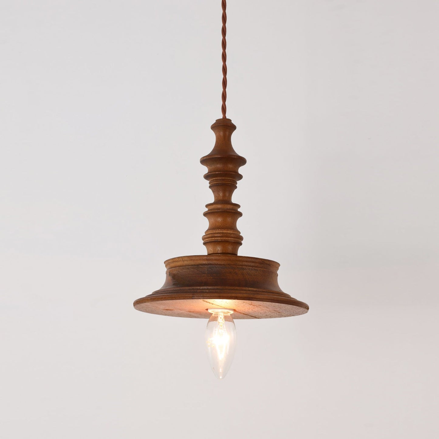 Sumally Pendant Light - Handcrafted Walnut Wood Pendant | Artisanal Geometric Wooden Hanging Light