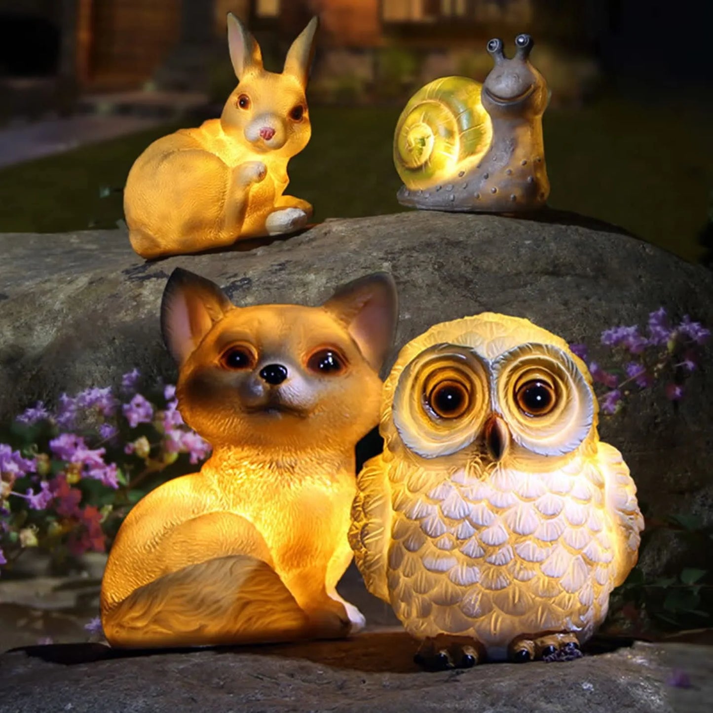 Outdoor Solar Animal Statue Lawn Light - Weatherproof Resin Garden Figurine | Automatic LED Lawn & Patio Accent
