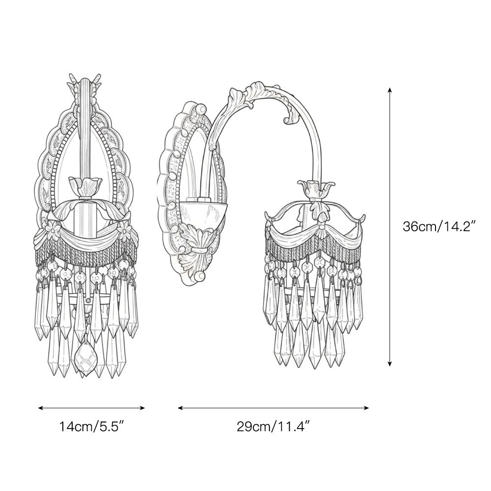 Evangeline Brass Wall Lamp – French Provincial Crystal Sconce