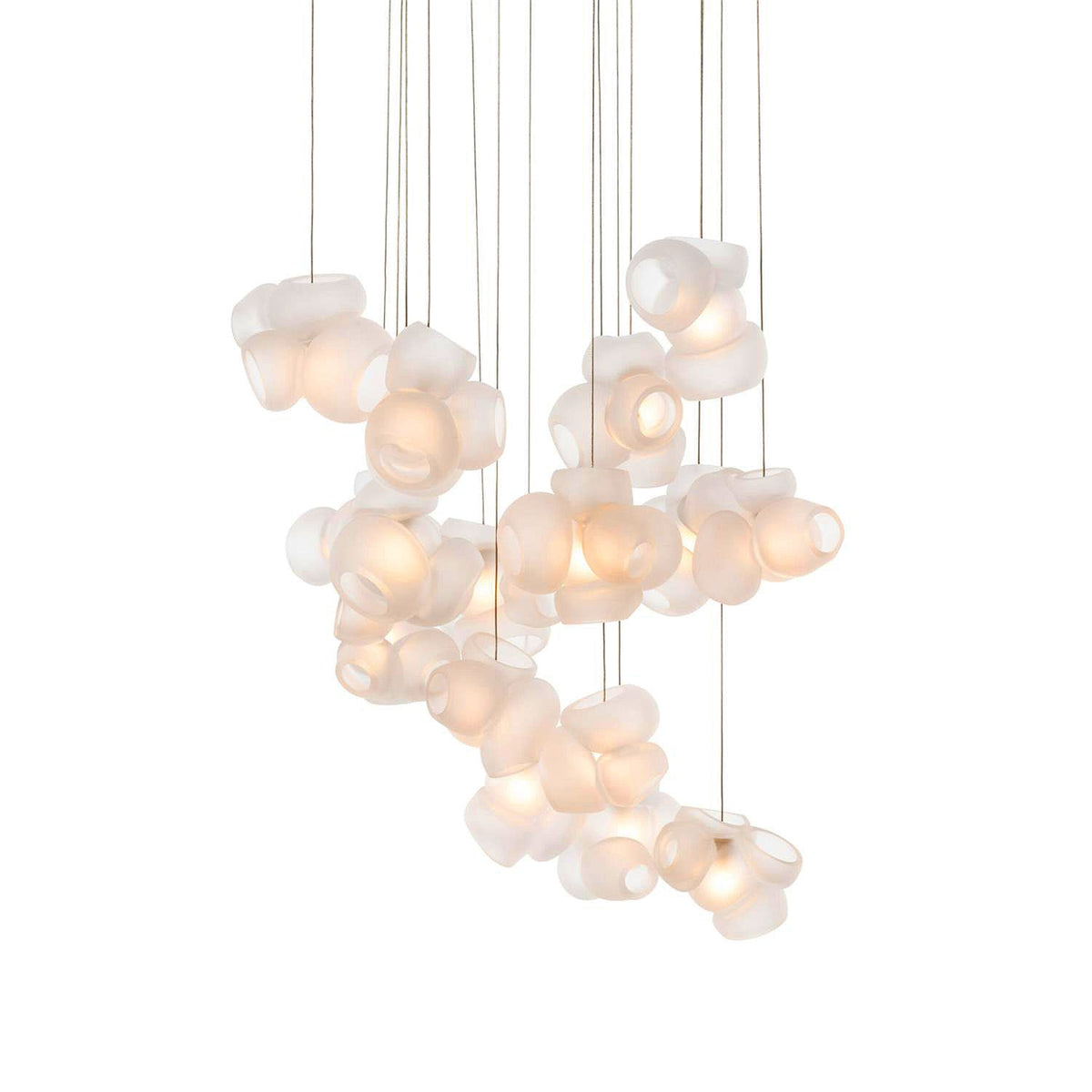 Process Glass Pendant Light - Modern Hand-Blown Opal Glass & Basket Shade