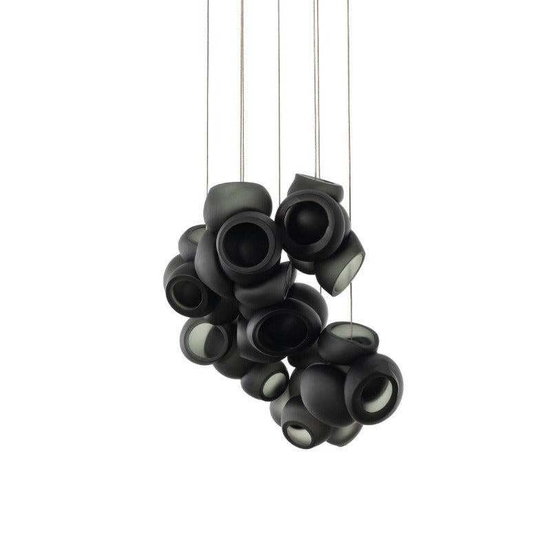 Process Glass Pendant Light - Modern Hand-Blown Opal Glass & Basket Shade