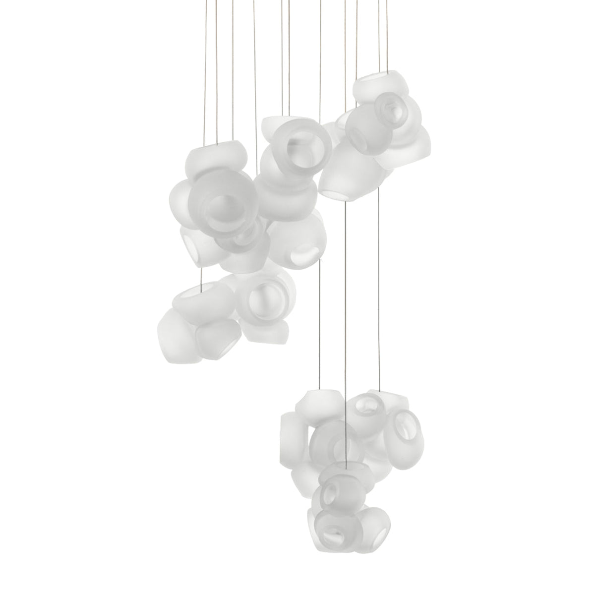 Process Glass Pendant Light - Modern Hand-Blown Opal Glass & Basket Shade