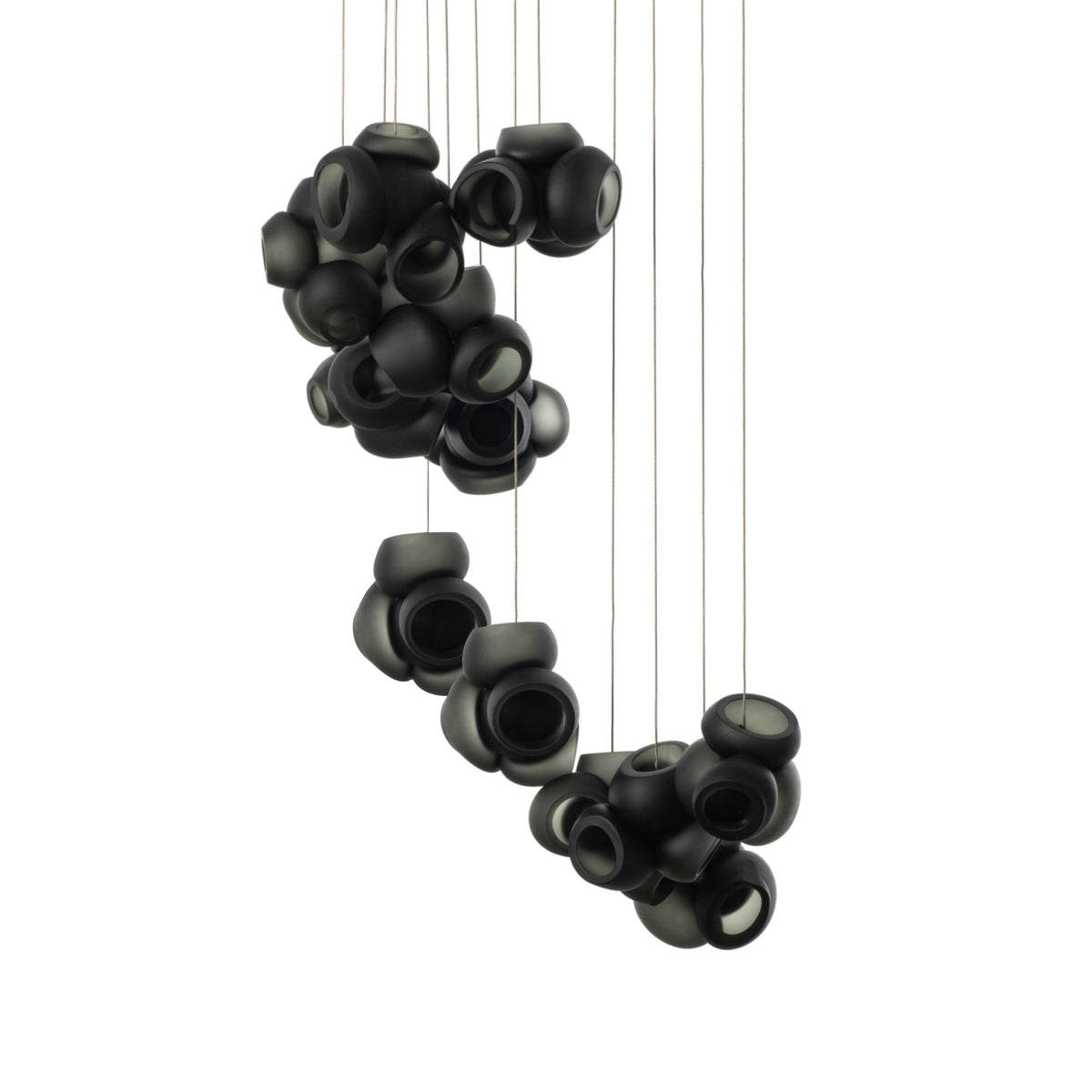 Process Glass Pendant Light - Modern Hand-Blown Opal Glass & Basket Shade