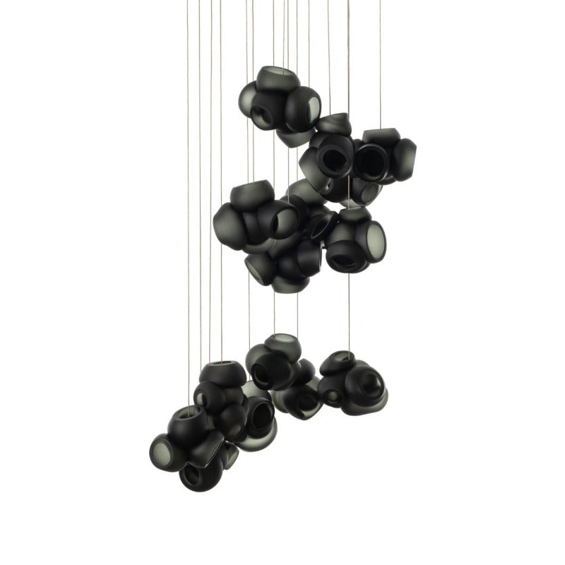Process Glass Pendant Light - Modern Hand-Blown Opal Glass & Basket Shade
