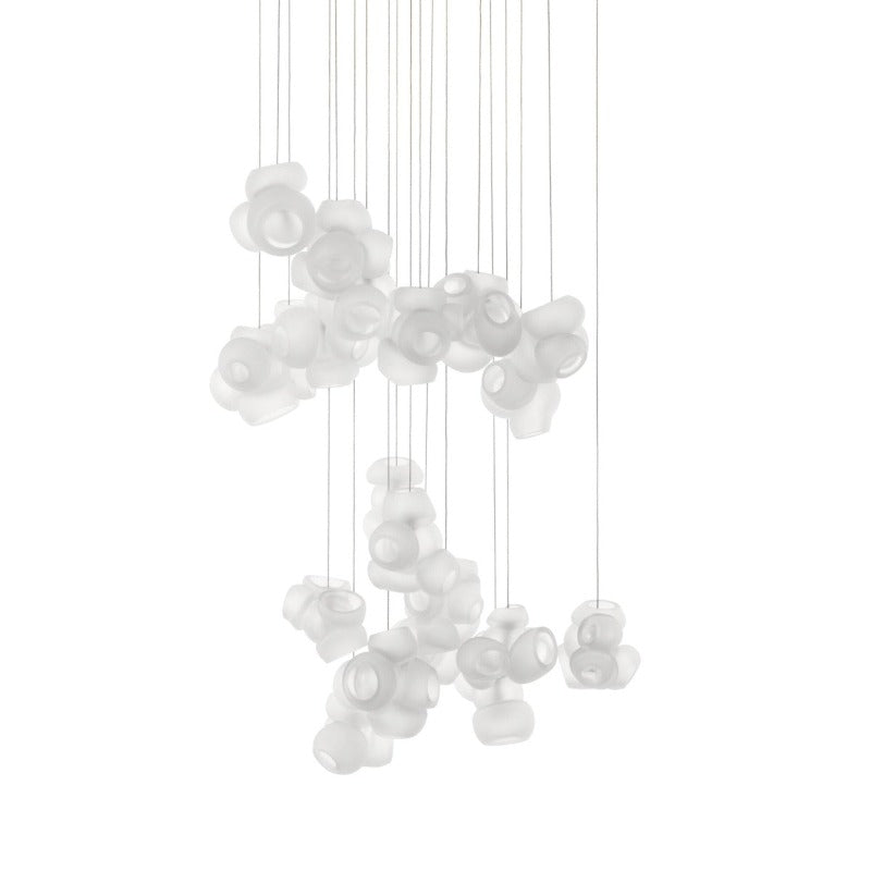 Process Glass Pendant Light - Modern Hand-Blown Opal Glass & Basket Shade