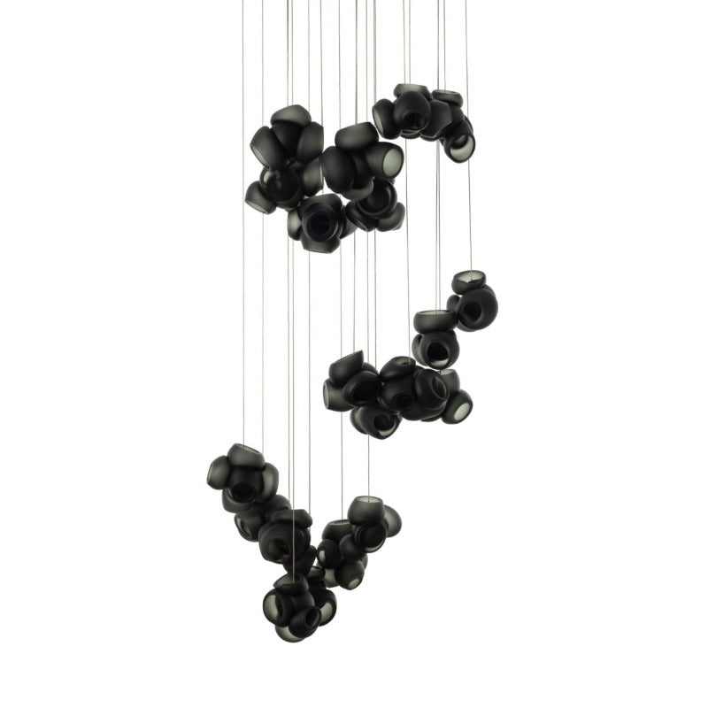 Process Glass Pendant Light - Modern Hand-Blown Opal Glass & Basket Shade
