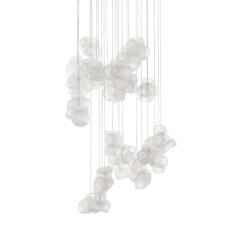 Process Glass Pendant Light - Modern Hand-Blown Opal Glass & Basket Shade