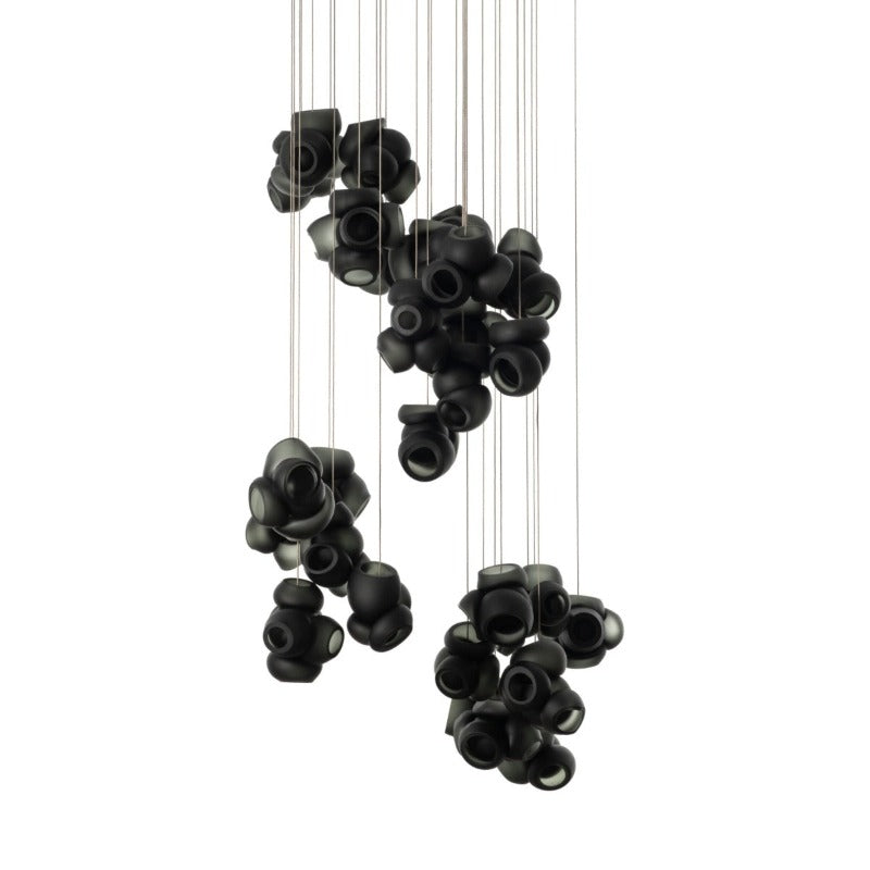 Process Glass Pendant Light - Modern Hand-Blown Opal Glass & Basket Shade