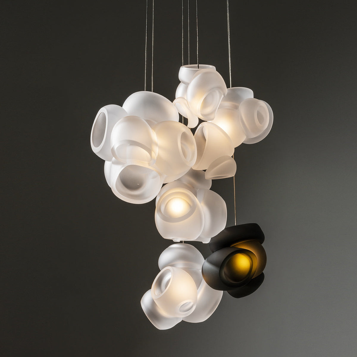 Process Glass Pendant Light - Modern Hand-Blown Opal Glass & Basket Shade