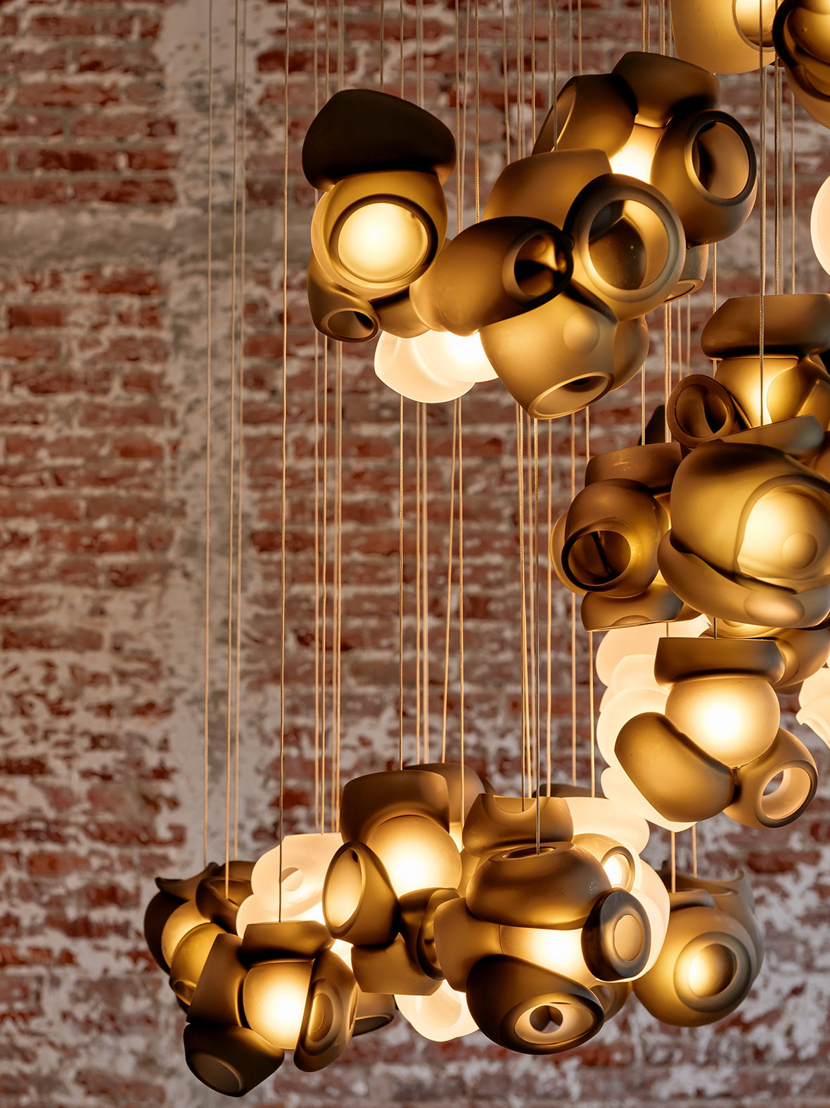 Process Glass Pendant Light - Modern Hand-Blown Opal Glass & Basket Shade