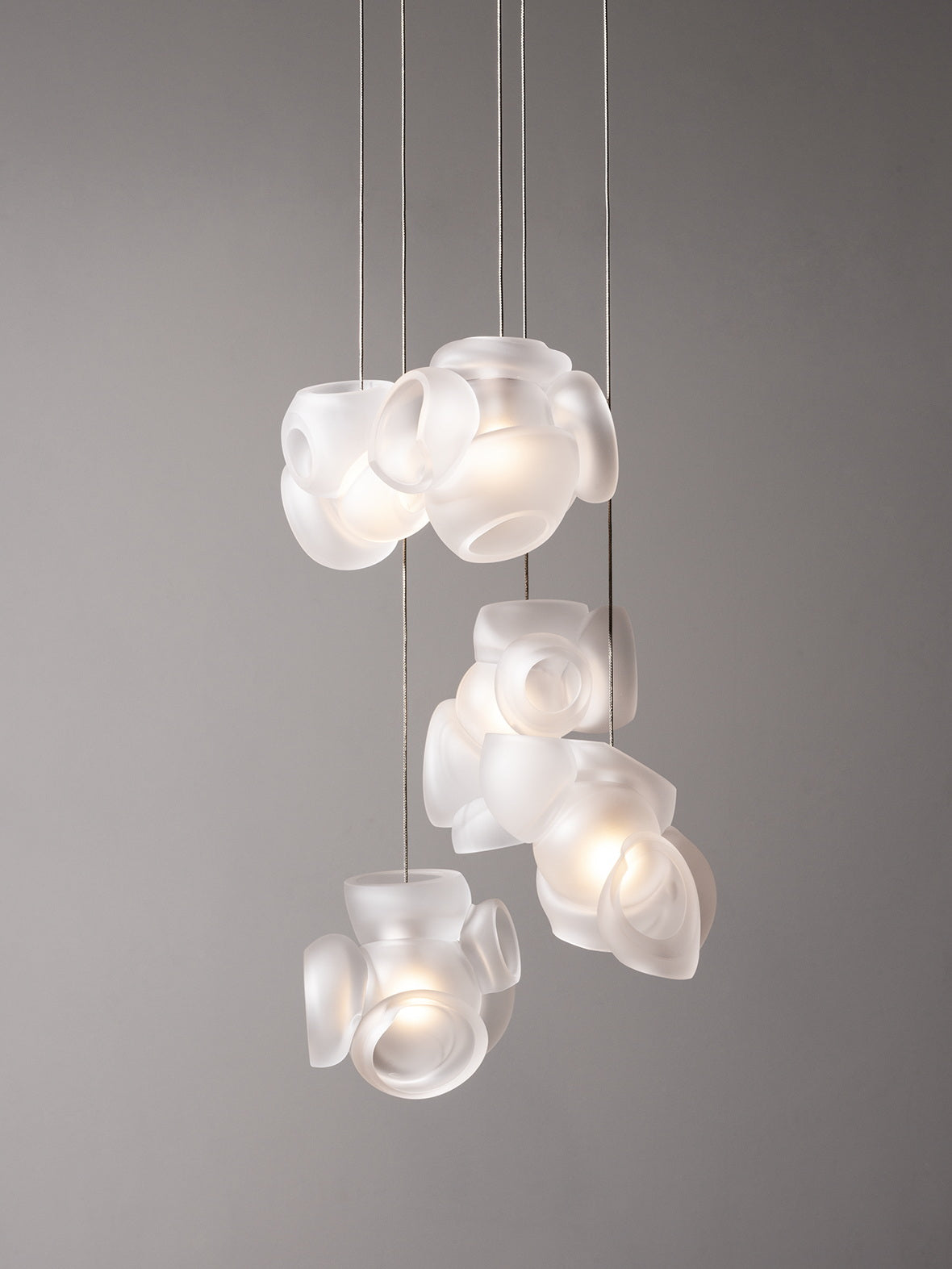 Process Glass Pendant Light - Modern Hand-Blown Opal Glass & Basket Shade