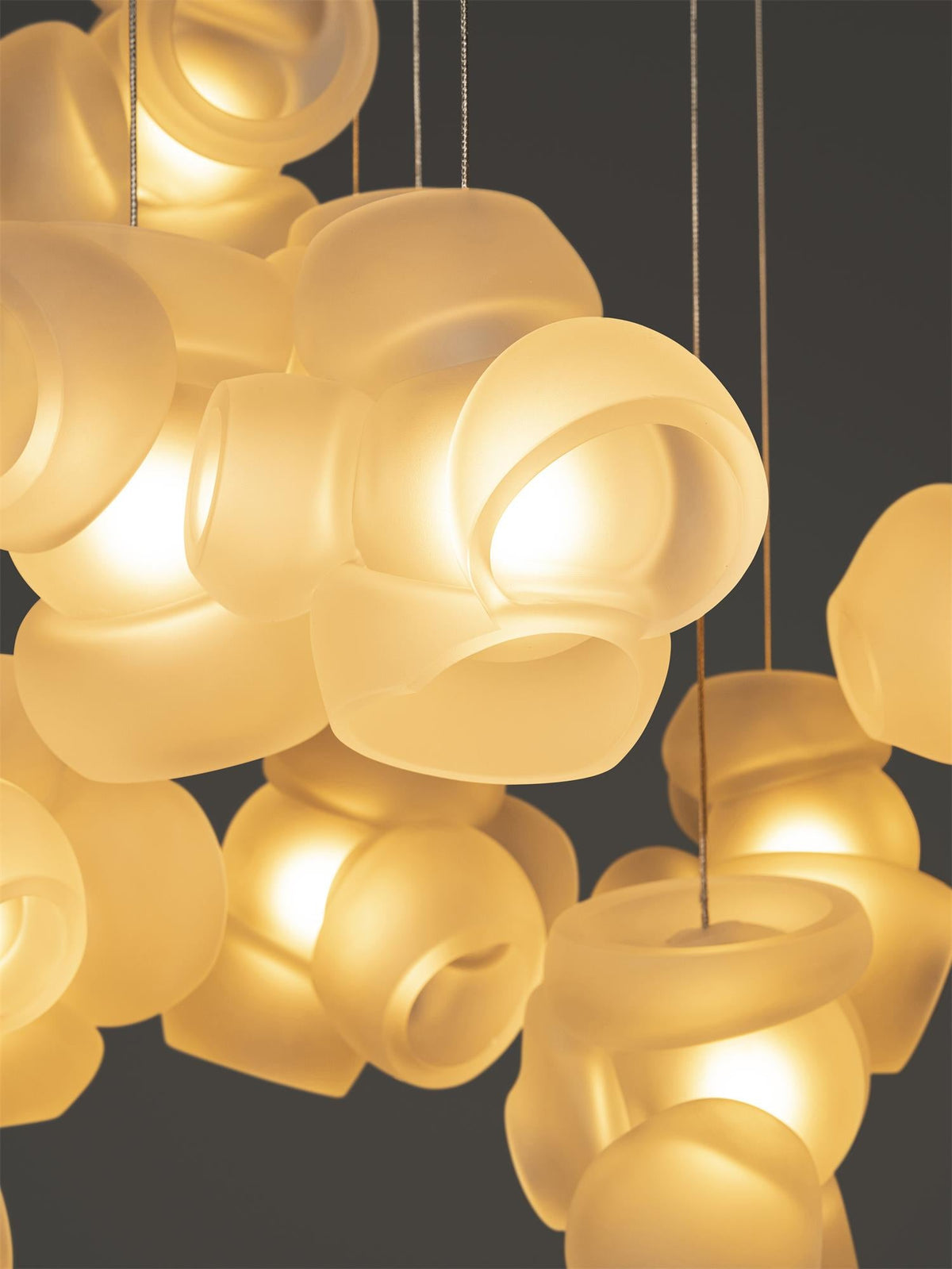 Process Glass Pendant Light - Modern Hand-Blown Opal Glass & Basket Shade