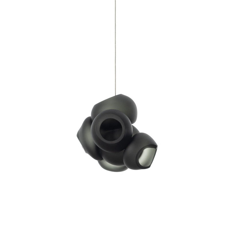Process Glass Pendant Light - Modern Hand-Blown Opal Glass & Basket Shade