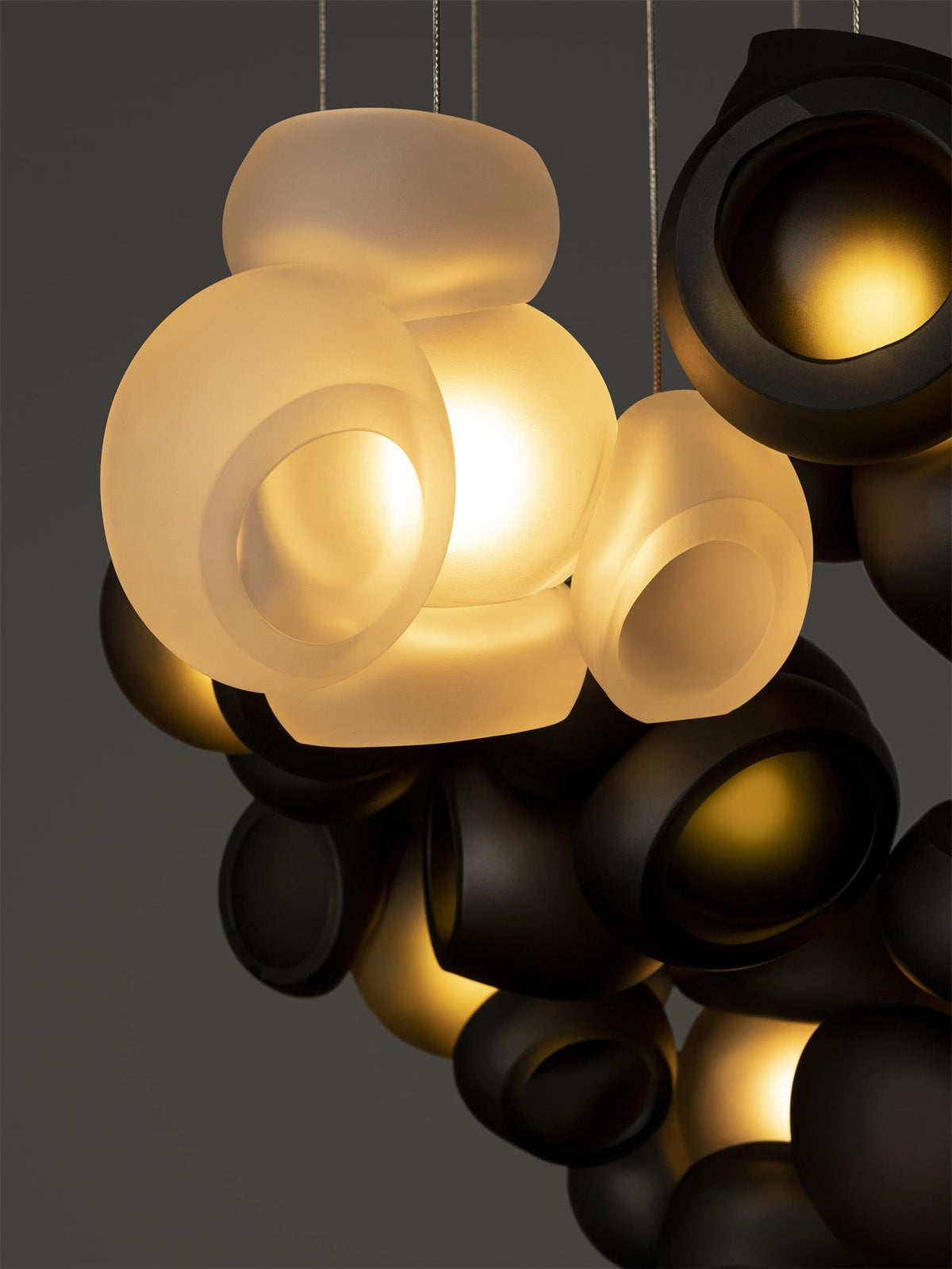 Process Glass Pendant Light - Modern Hand-Blown Opal Glass & Basket Shade