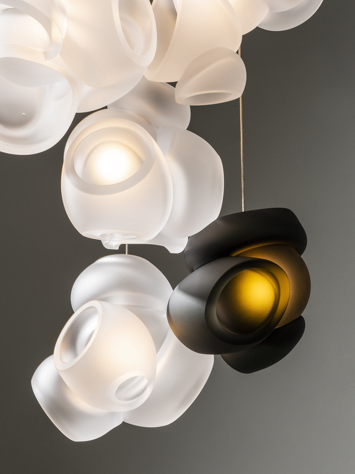 Process Glass Pendant Light - Modern Hand-Blown Opal Glass & Basket Shade