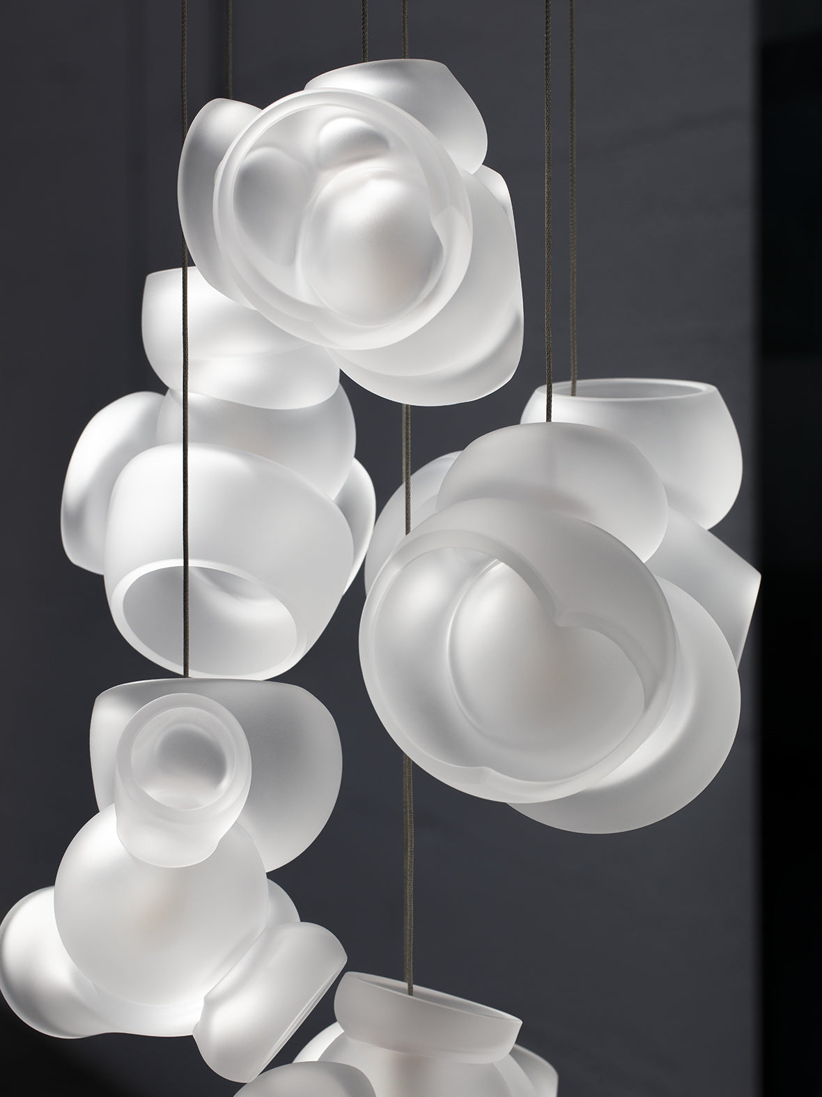 Process Glass Pendant Light - Modern Hand-Blown Opal Glass & Basket Shade