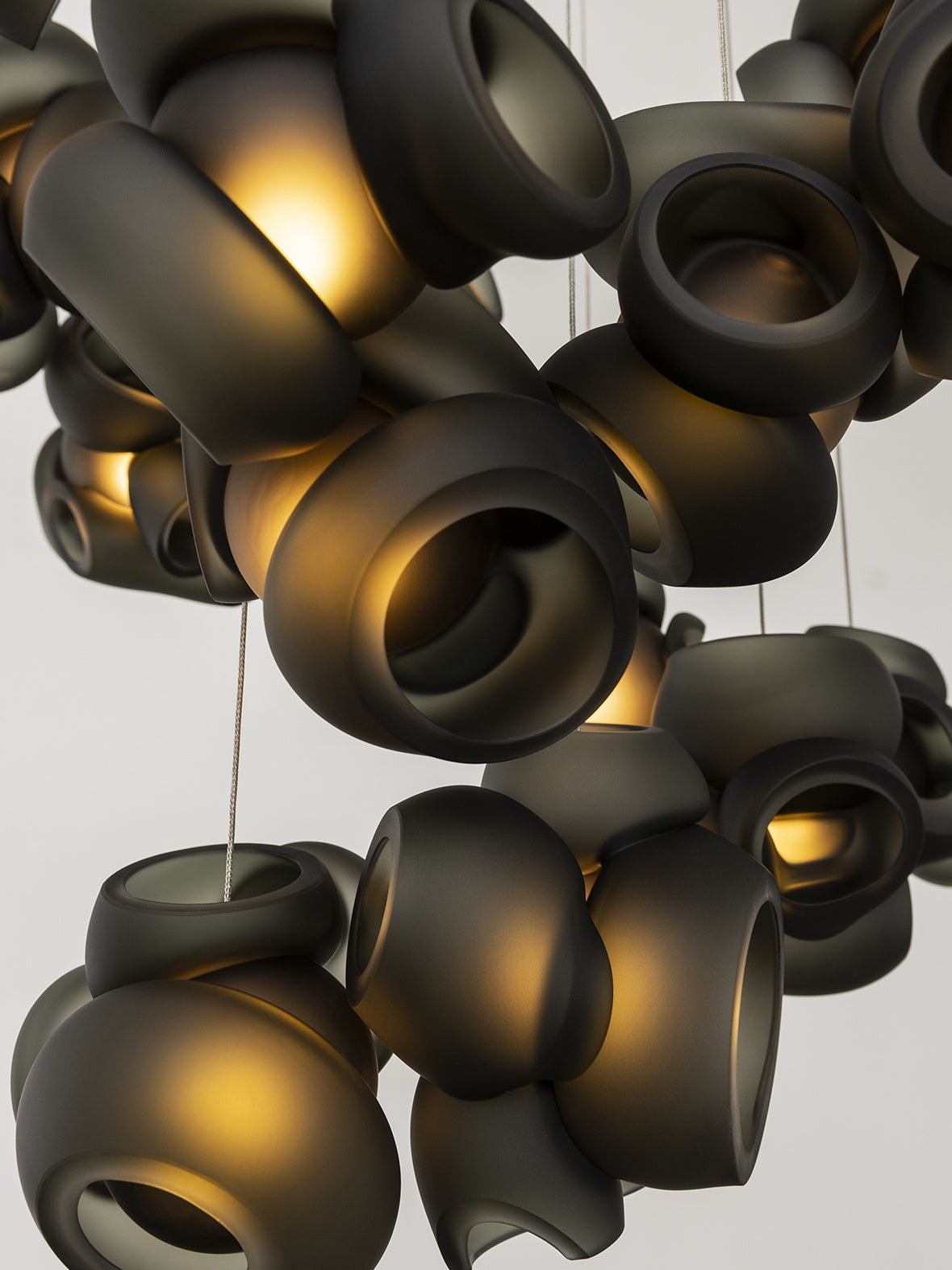 Process Glass Pendant Light - Modern Hand-Blown Opal Glass & Basket Shade