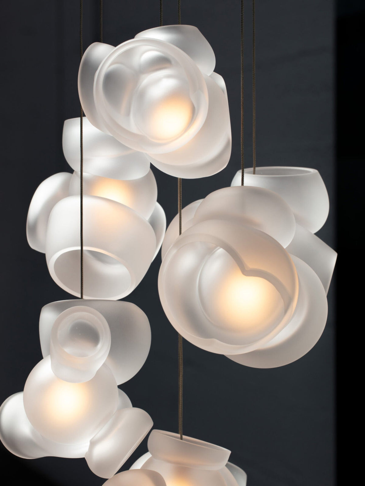 Process Glass Pendant Light - Modern Hand-Blown Opal Glass & Basket Shade