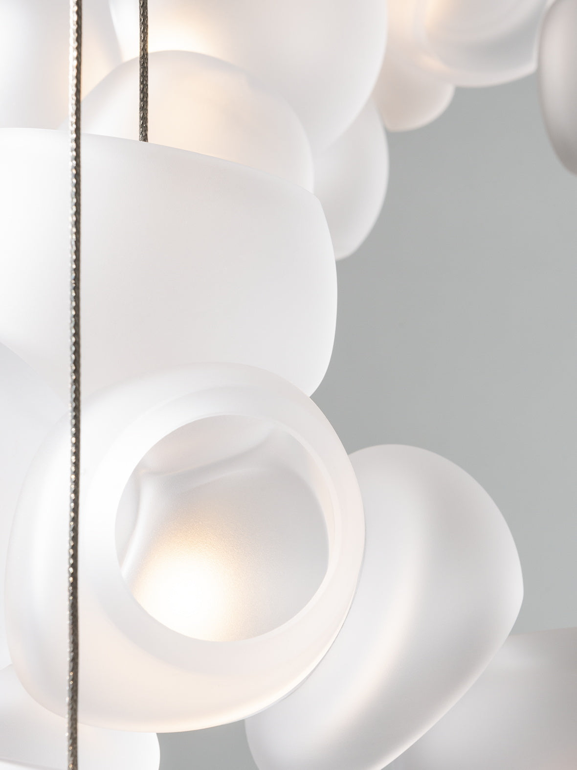 Process Glass Pendant Light - Modern Hand-Blown Opal Glass & Basket Shade