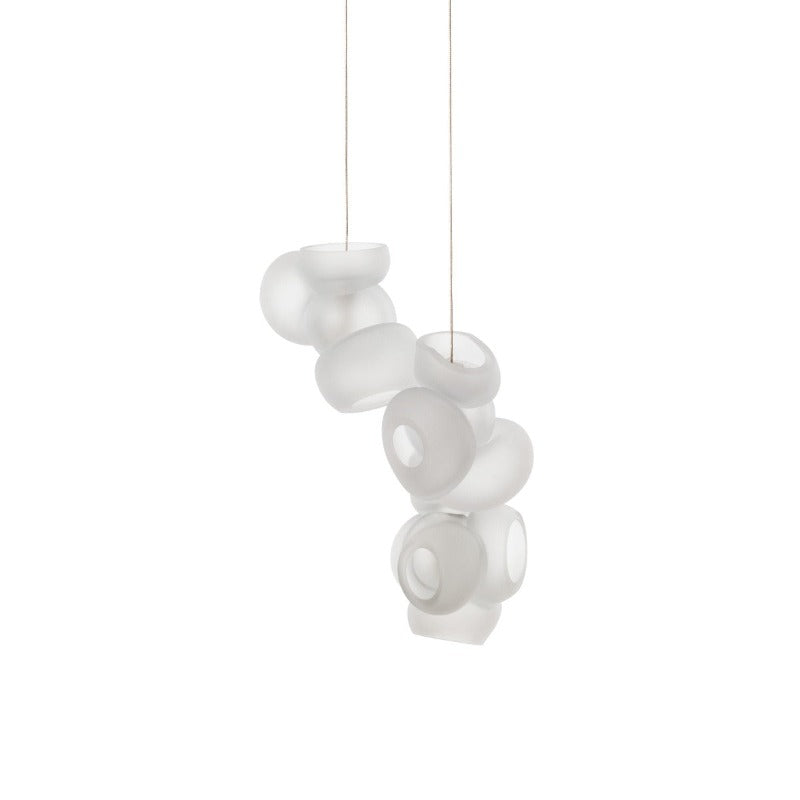 Process Glass Pendant Light - Modern Hand-Blown Opal Glass & Basket Shade