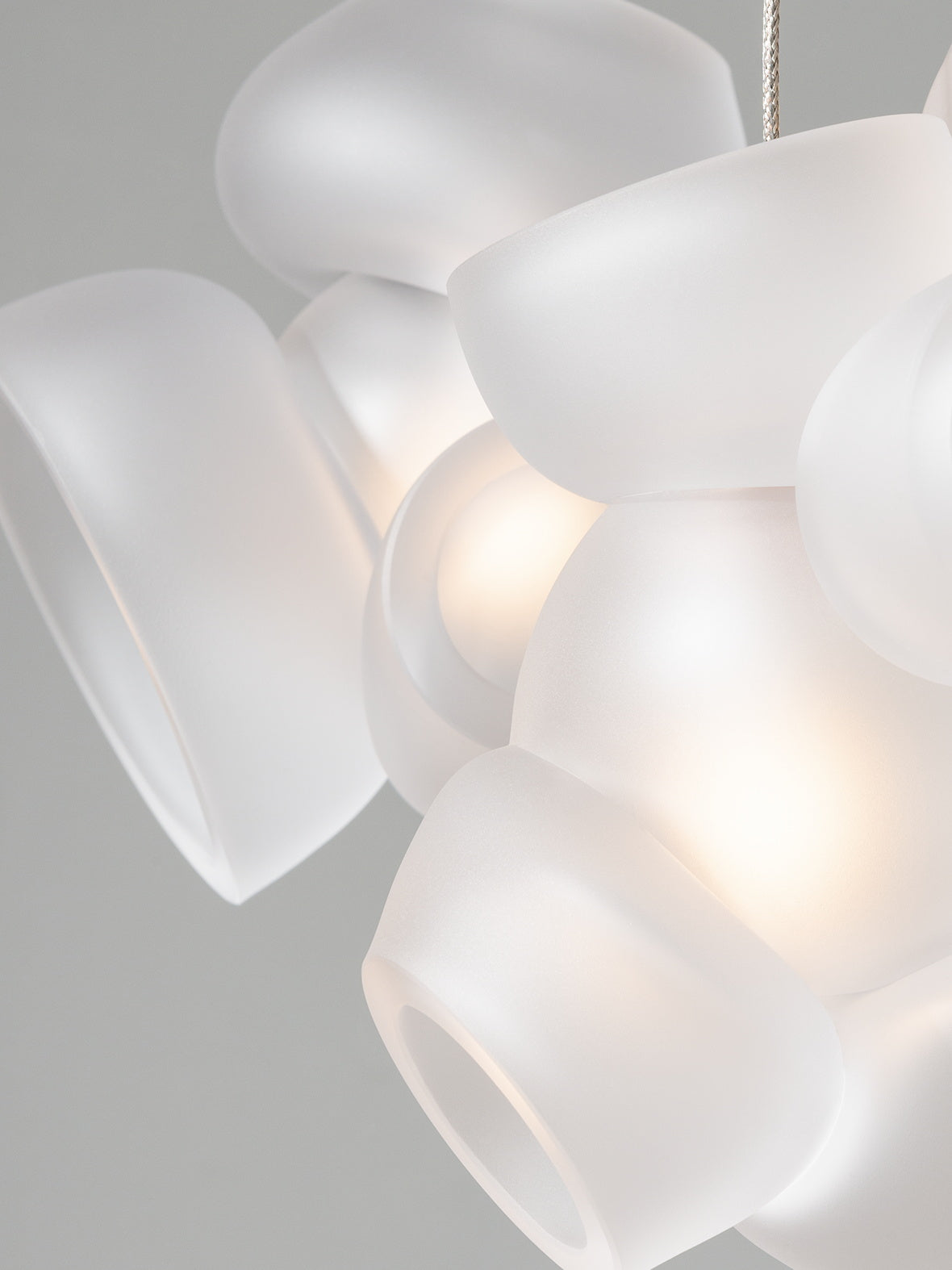 Process Glass Pendant Light - Modern Hand-Blown Opal Glass & Basket Shade