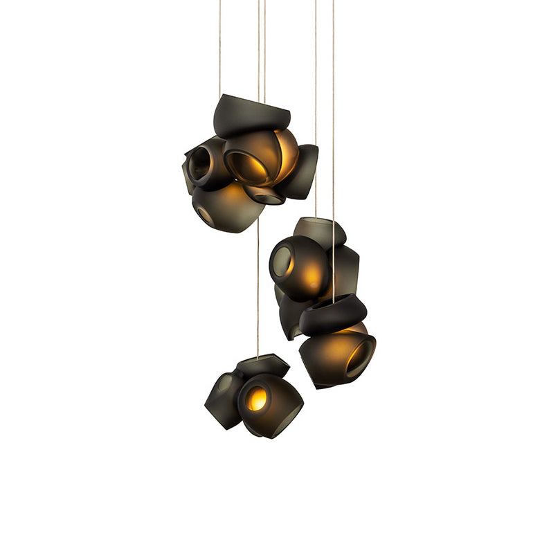 Process Glass Pendant Light - Modern Hand-Blown Opal Glass & Basket Shade