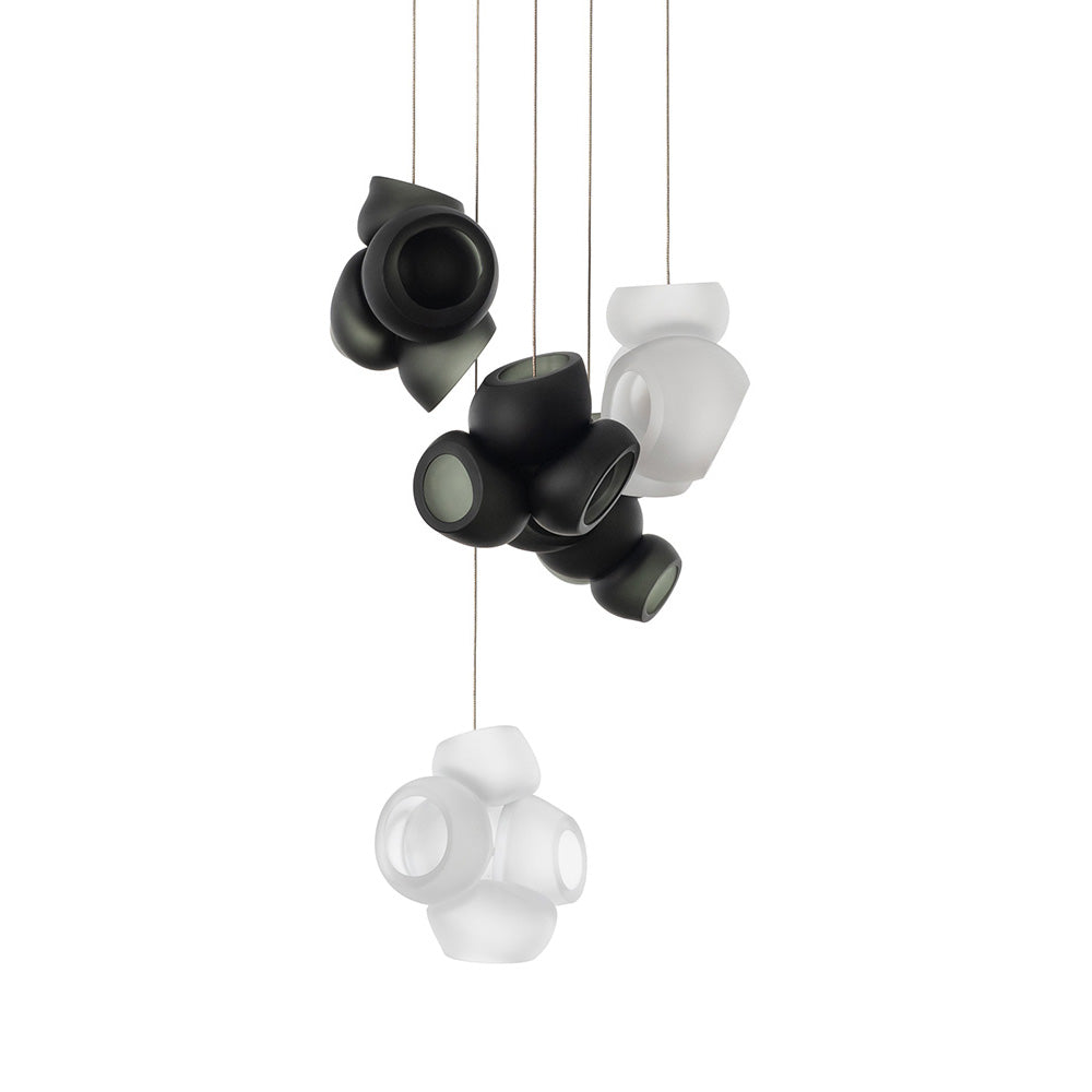 Process Glass Pendant Light - Modern Hand-Blown Opal Glass & Basket Shade