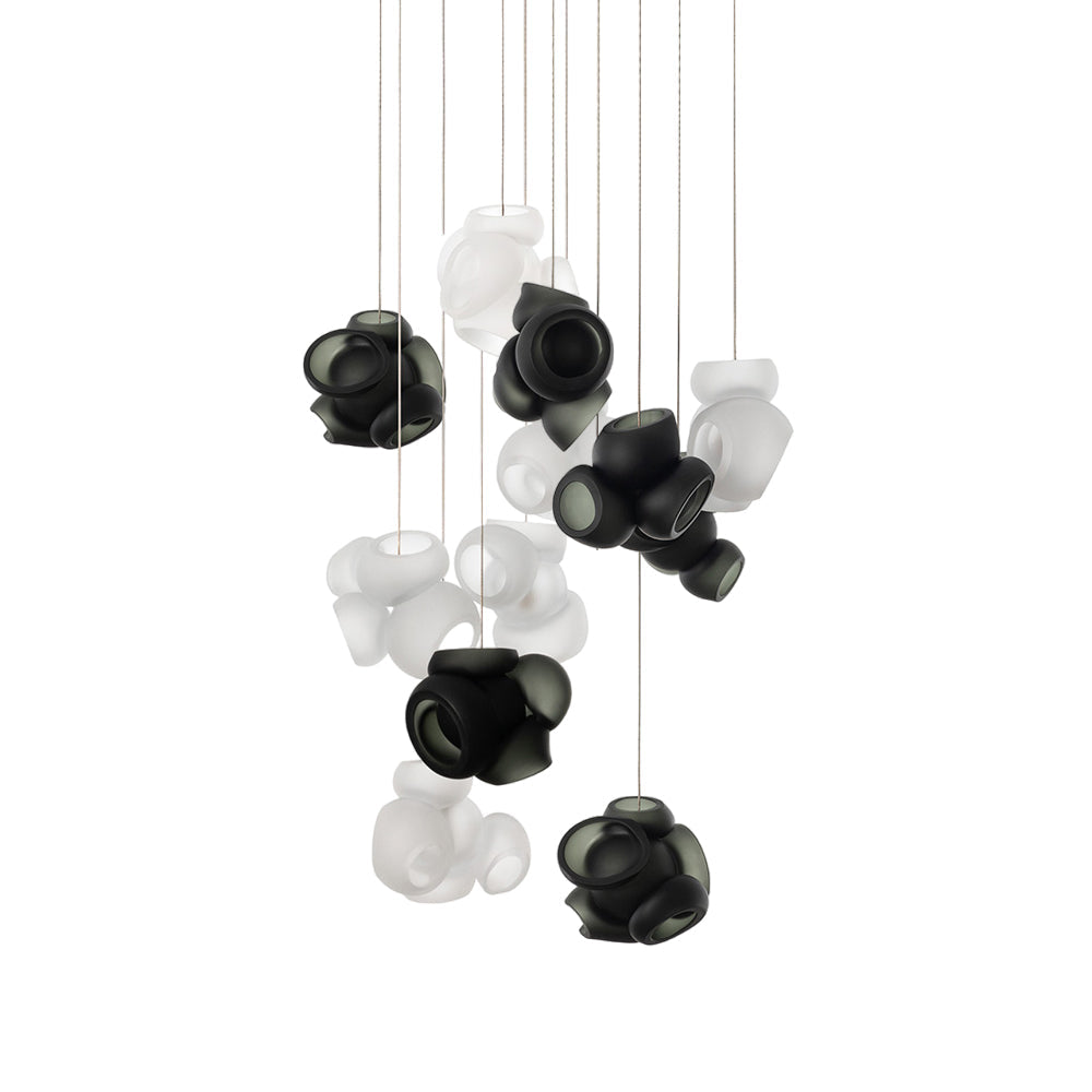 Process Glass Pendant Light - Modern Hand-Blown Opal Glass & Basket Shade