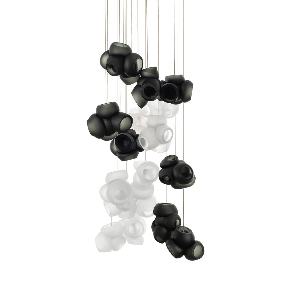 Process Glass Pendant Light - Modern Hand-Blown Opal Glass & Basket Shade