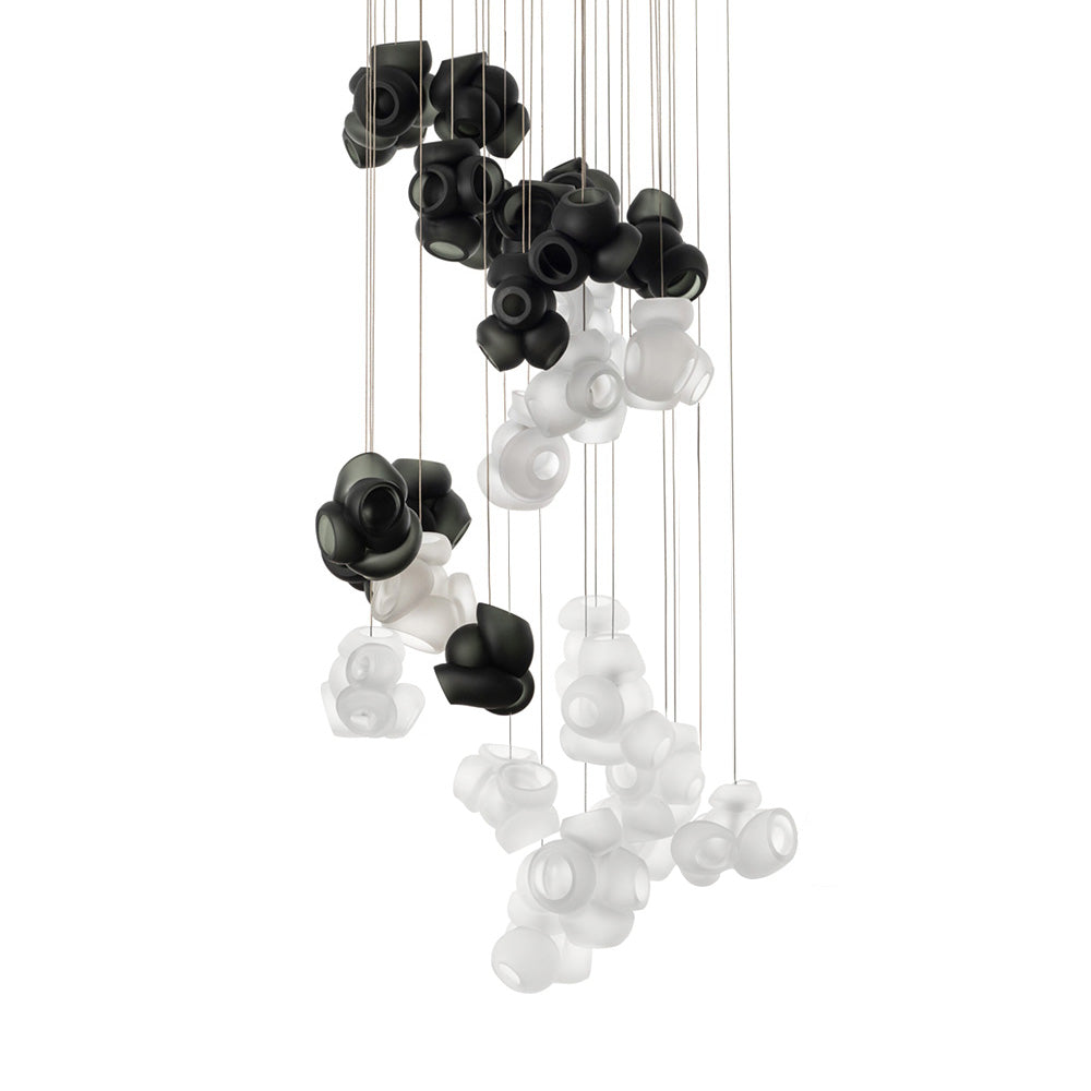 Process Glass Pendant Light - Modern Hand-Blown Opal Glass & Basket Shade