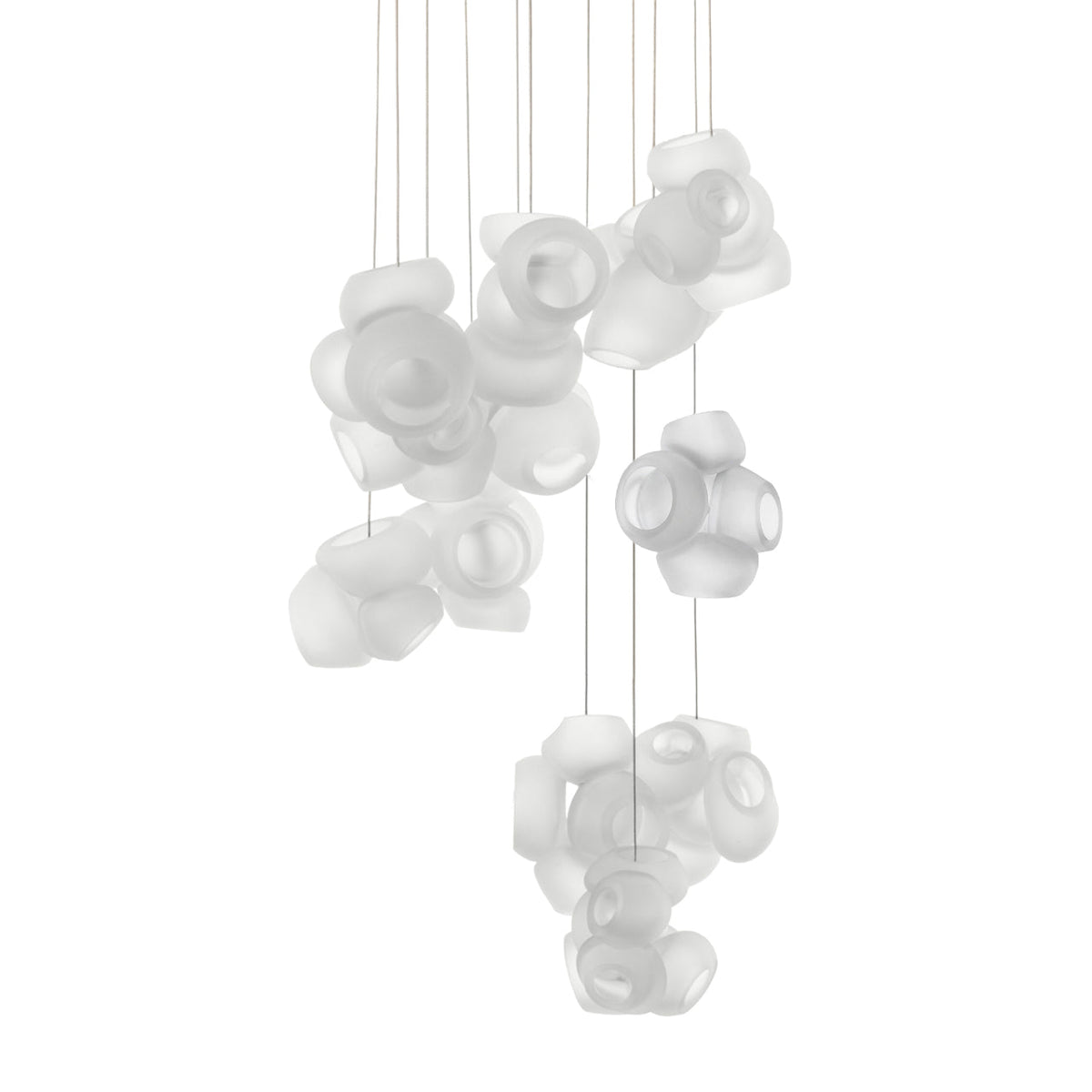 Process Glass Pendant Light - Modern Hand-Blown Opal Glass & Basket Shade