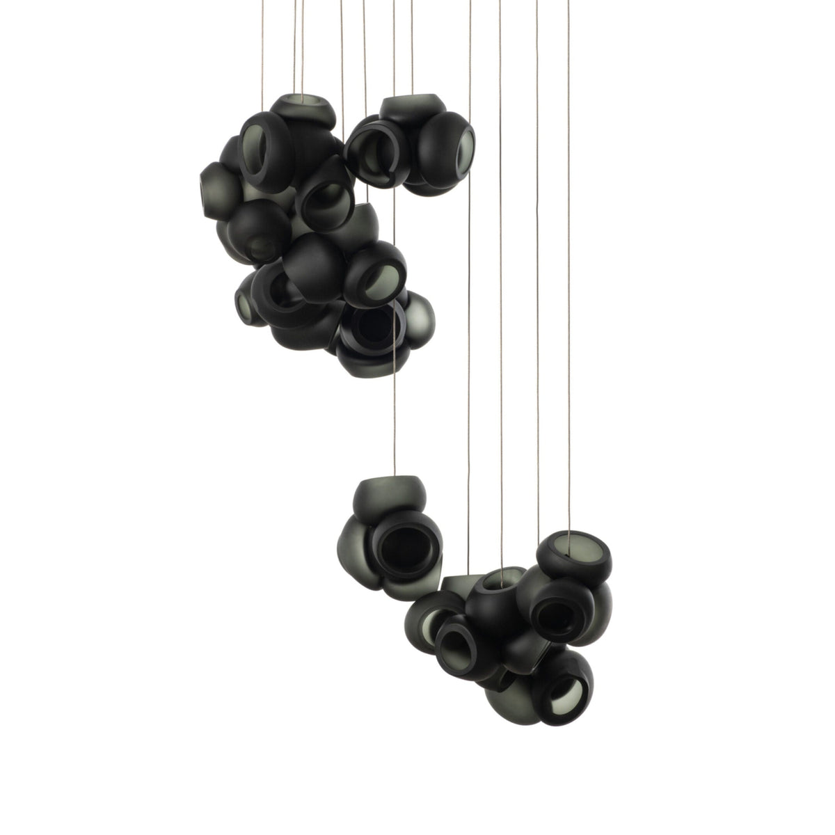 Process Glass Pendant Light - Modern Hand-Blown Opal Glass & Basket Shade