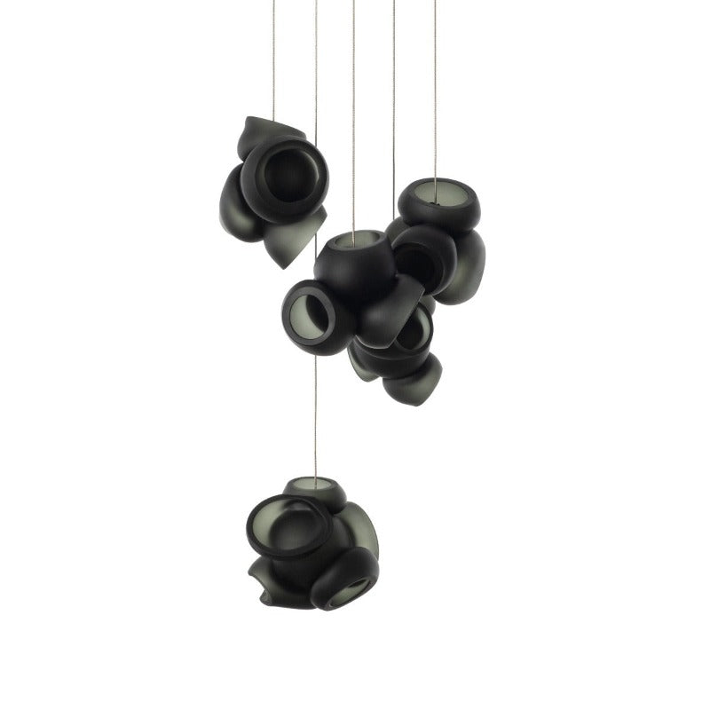 Process Glass Pendant Light - Modern Hand-Blown Opal Glass & Basket Shade