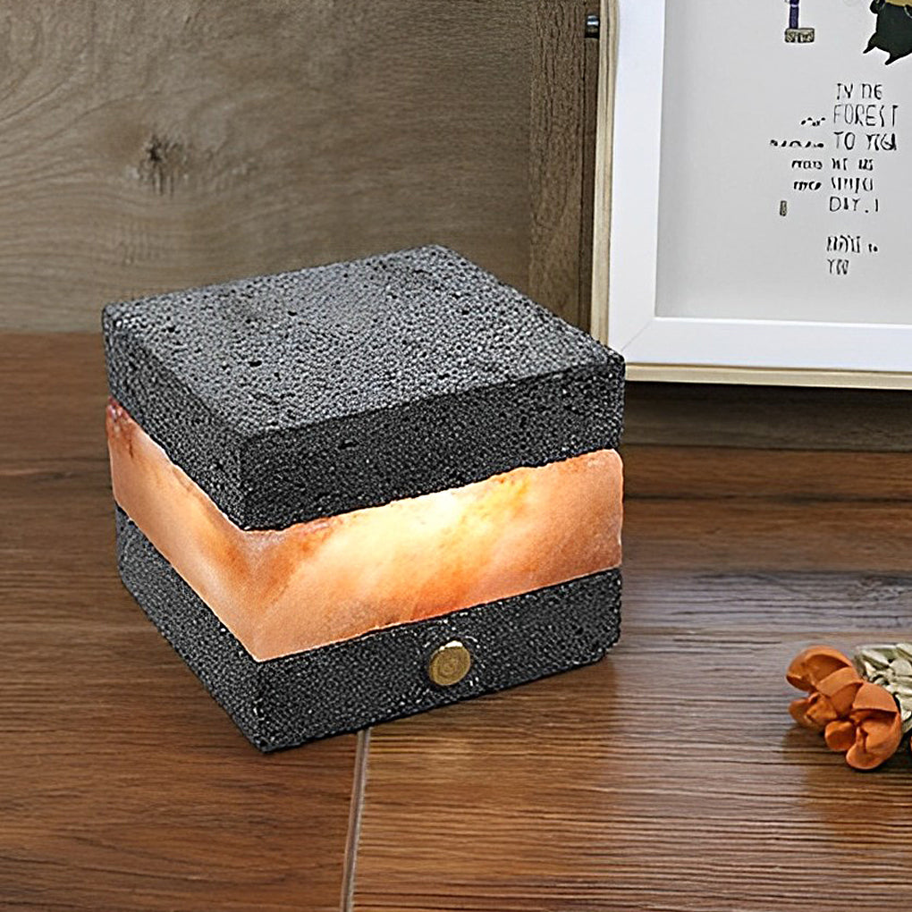 Volcanic Brick Mini Cordless Table Lamp – Hand-Polished Art Glass & Rechargeable LED Light