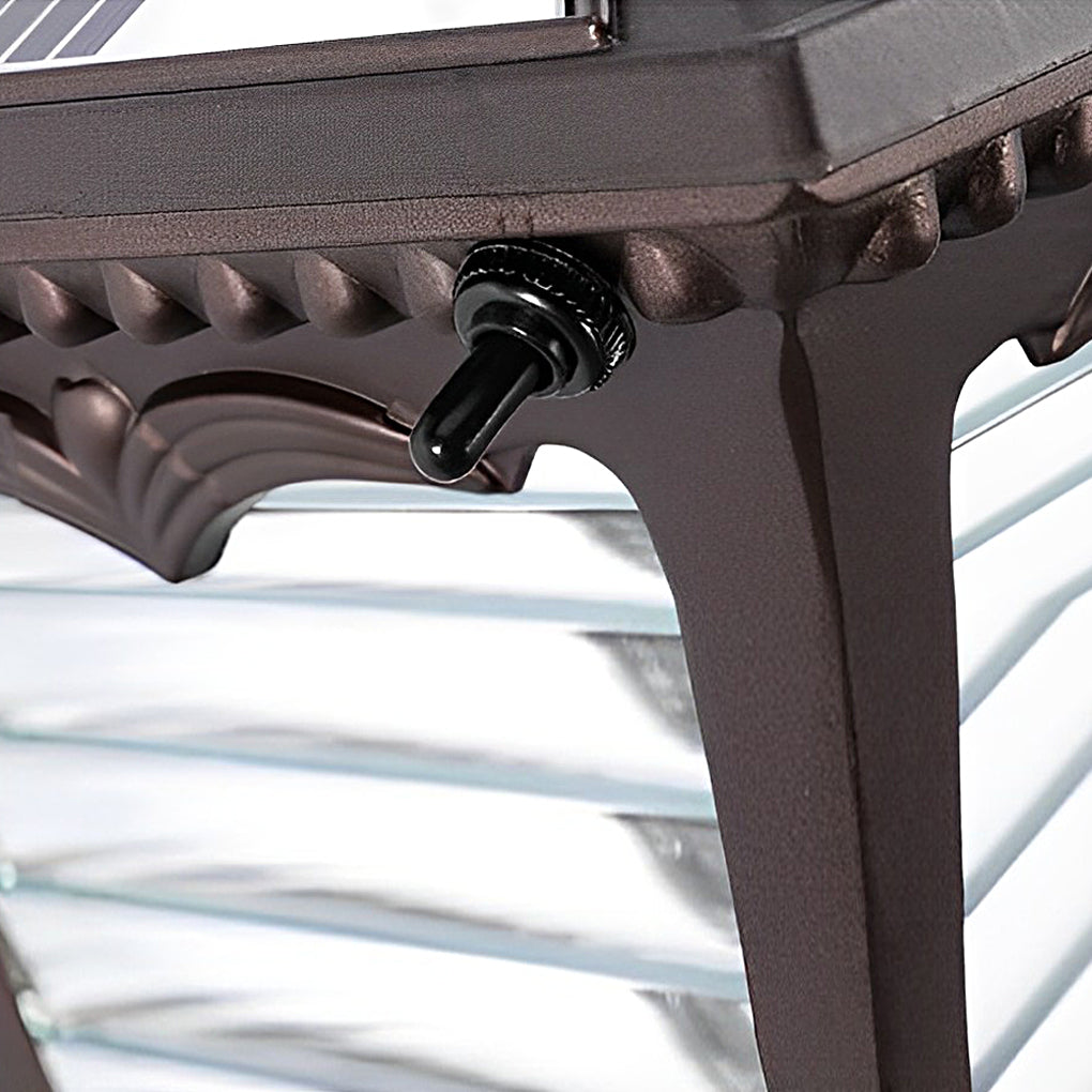 Vintage Striped Glass Solar Outdoor Wall Sconce – Black Aluminum IP65 Waterproof Light