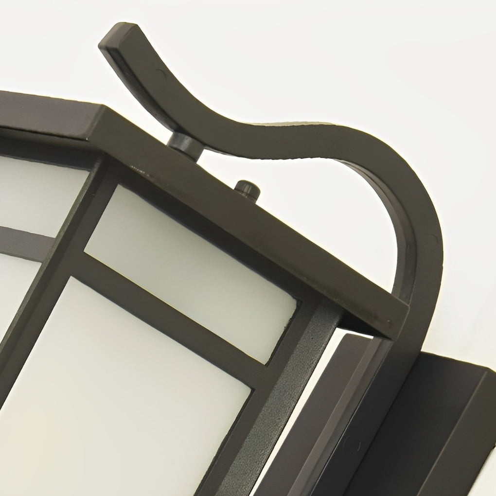 Vintage Waterproof LED Wall Sconce – Matte Black Aluminum & Frosted Glass Exterior Light