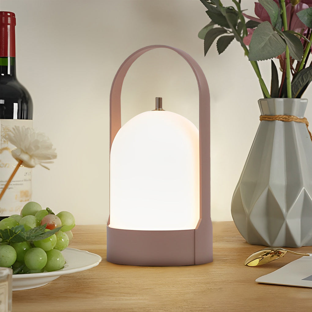 Portable LED Lantern | Luxury Cordless Steel & Glass Indoor-Outdoor Lamp