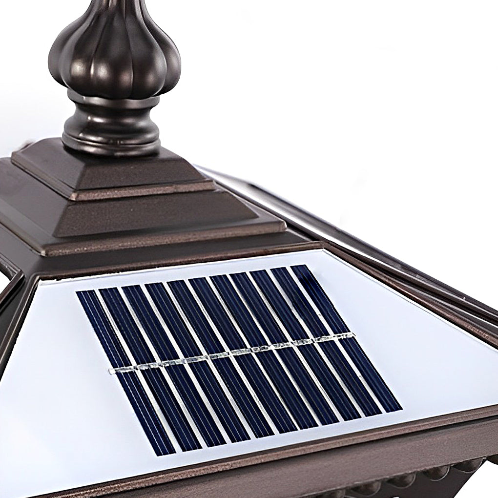 Vintage Striped Glass Solar Outdoor Wall Sconce – Black Aluminum IP65 Waterproof Light