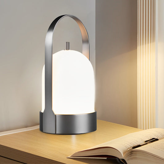 Portable LED Lantern | Luxury Cordless Steel & Glass Indoor-Outdoor Lamp