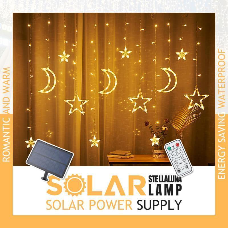 LED Solar Garden Ambient Light - Waterproof Star & Moon Curtain Garland | Smart Remote Control Patio String Lights | Warm White & RGB